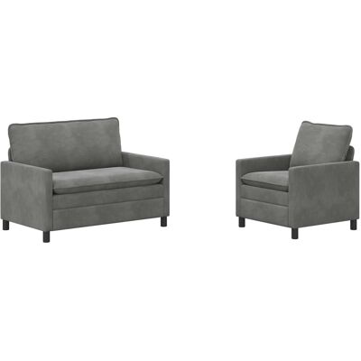 VIDAXL Set Di Divani 2 Pcs Grigio Scuro Velluto VIDAXL Set Di Divani 2 Pcs Grigio Scuro Velluto