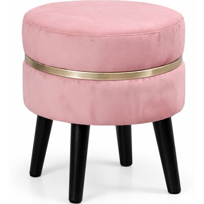 BAKAJI Pouf Sgabello Rotondo Rosa Design Moderno Poggiapiedi Con Rivestimento Velluto BAKAJI Pouf Sgabello Rotondo Rosa Design Moderno Poggiapiedi Con Rivestimento Velluto