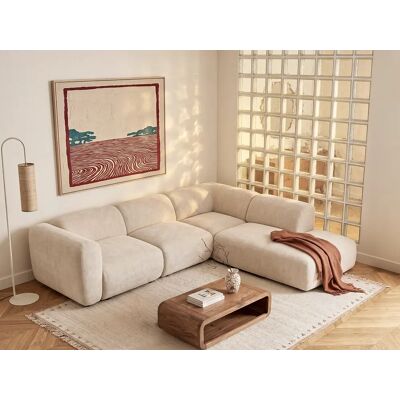 Unique Grande Divano Componibile Angolare Con Schienale Chaise Longue In Tessuto Beige - Pogni Di Maison Céphy Unique Grande Divano Componibile Angolare Con Schienale Chaise Longue In Tessuto Beige - Pogni Di Maison Céphy