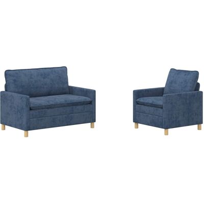 VIDAXL Set Di Divani 2 Pcs Blu Poliestere VIDAXL Set Di Divani 2 Pcs Blu Poliestere