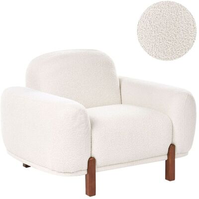 BELIANI Poltrona Bouclé Bassa Curvilinea Con Morbida Imbottitura Bianca Odnes BELIANI Poltrona Bouclé Bassa Curvilinea Con Morbida Imbottitura Bianca Odnes