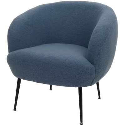 DÉCOSHOP26 Poltrona Lounge Con Schienale Avvolgente E Design Arrotondato In Tessuto Bouclé Blu Con Gambe In Metallo 040009483 DÉCOSHOP26 Poltrona Lounge Con Schienale Avvolgente E Design Arrotondato In Tessuto Bouclé Blu Con Gambe In Metallo 040009483