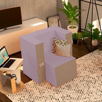BALDIFLEX Poltrona Morbida Convertibile In Pouf Color Lilla Praticha - BALDIFLEX Poltrona Morbida Convertibile In Pouf Color Lilla Praticha -