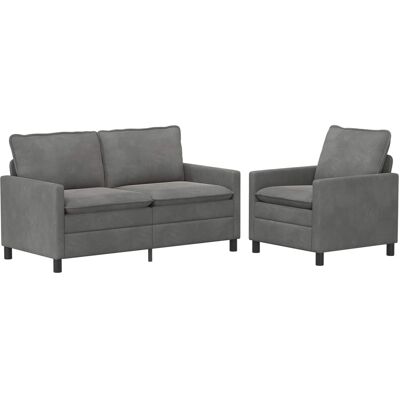 VIDAXL Set Di Divani 2 Pcs Grigio Scuro Velluto VIDAXL Set Di Divani 2 Pcs Grigio Scuro Velluto