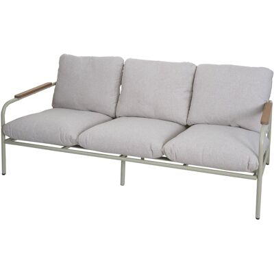 DÉCOSHOP26 Divano Da Giardino A 3 Posti 81 X 184 X 81 Cm In Alluminio Verde Chiaro Con Cuscini Beige 040009574 DÉCOSHOP26 Divano Da Giardino A 3 Posti 81 X 184 X 81 Cm In Alluminio Verde Chiaro Con Cuscini Beige 040009574