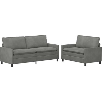 VIDAXL Set Di Divani 2 Pcs Grigio Scuro Velluto VIDAXL Set Di Divani 2 Pcs Grigio Scuro Velluto