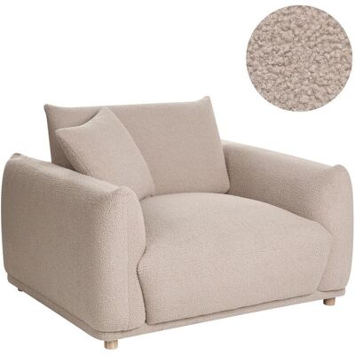 BELIANI Poltrona Da Salotto Con Schienale, Rivestimento In Bouclé E Gambe In Legno, Beige Jubek BELIANI Poltrona Da Salotto Con Schienale, Rivestimento In Bouclé E Gambe In Legno, Beige Jubek