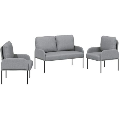 VIDAXL Set Divani Con Cuscino 3 Pcs Grigio Chiaro 115 X 56 X 80 Cm VIDAXL Set Divani Con Cuscino 3 Pcs Grigio Chiaro 115 X 56 X 80 Cm