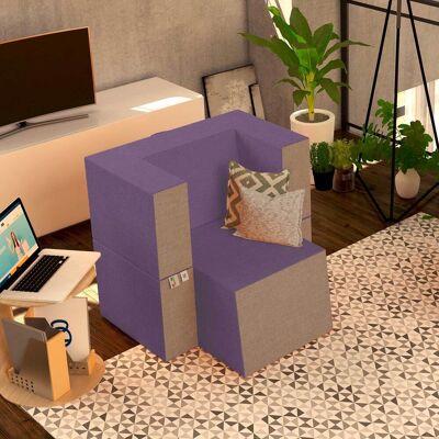 BALDIFLEX Poltrona Morbida Convertibile In Pouf Color Viola Praticha - BALDIFLEX Poltrona Morbida Convertibile In Pouf Color Viola Praticha -
