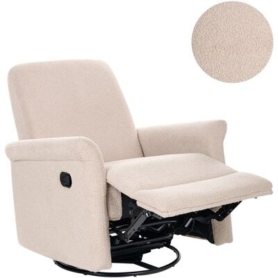 BELIANI Poltrona Reclinabile Con Rotazione Manuale Rivestita In Bouclé Beige Chiaro Echion BELIANI Poltrona Reclinabile Con Rotazione Manuale Rivestita In Bouclé Beige Chiaro Echion