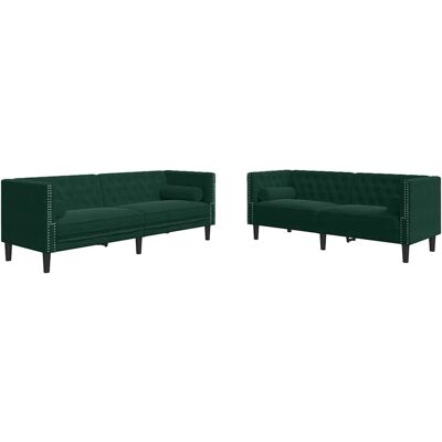 MAISON EXCLUSIVE - Set Divani Chesterfield 2pz Con Cuscini Verde Scuro Velluto MAISON EXCLUSIVE - Set Divani Chesterfield 2pz Con Cuscini Verde Scuro Velluto