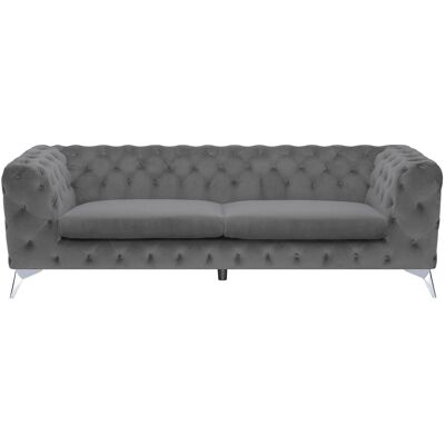 Divano Chesterfield 3 posti in velluto grigio Divano Chesterfield 3 posti in velluto grigio