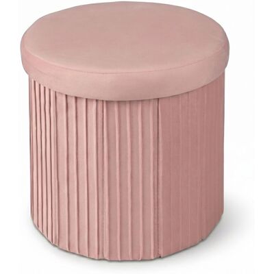 RELAXDAYS Pouf In Velluto Rotondo 38 X 38 Cm, Imbottito, Con Vano Portaoggetti, Pieghevole, Rosa RELAXDAYS Pouf In Velluto Rotondo 38 X 38 Cm, Imbottito, Con Vano Portaoggetti, Pieghevole, Rosa