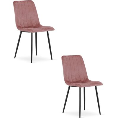 AKORD Sedia Lava - Velluto Rosa / Gambe Nere X 2 AKORD Sedia Lava - Velluto Rosa / Gambe Nere X 2