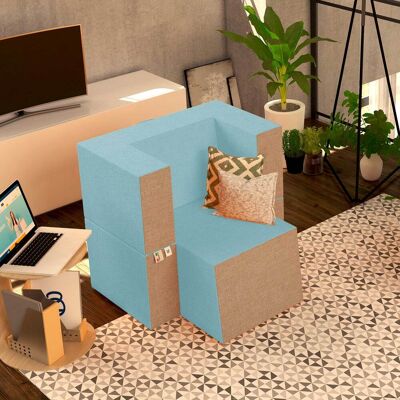 BALDIFLEX Poltrona Morbida Convertibile In Pouf Color Acquamarina Praticha - BALDIFLEX Poltrona Morbida Convertibile In Pouf Color Acquamarina Praticha -