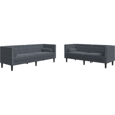MAISON EXCLUSIVE - Set Divani Chesterfield 2pz Con Cuscini Grigio Scuro Velluto MAISON EXCLUSIVE - Set Divani Chesterfield 2pz Con Cuscini Grigio Scuro Velluto