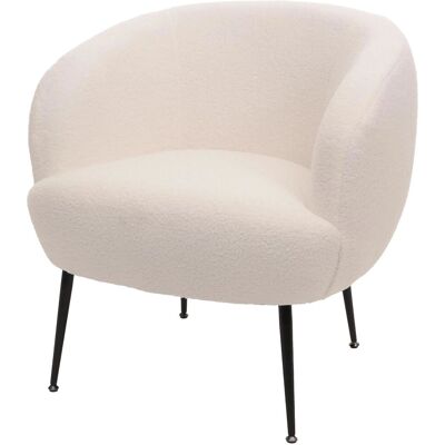 DÉCOSHOP26 Poltrona Lounge Con Schienale Avvolgente E Design Arrotondato In Tessuto Bouclé Bianco Con Gambe In Metallo 040009485 DÉCOSHOP26 Poltrona Lounge Con Schienale Avvolgente E Design Arrotondato In Tessuto Bouclé Bianco Con Gambe In Metallo 040009485