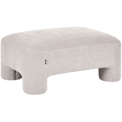 BELIANI Ottomano Tessuto Imbottito Con Texture Morbida Gambe Cilindriche Stile Organico Beige Scuro Hogbo BELIANI Ottomano Tessuto Imbottito Con Texture Morbida Gambe Cilindriche Stile Organico Beige Scuro Hogbo