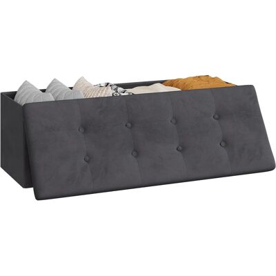 WOLTU Pouf Contenitore Pieghevole Cassapanca Scarpiera Poggiapiedi 110 Cm Grigio - WOLTU Pouf Contenitore Pieghevole Cassapanca Scarpiera Poggiapiedi 110 Cm Grigio -