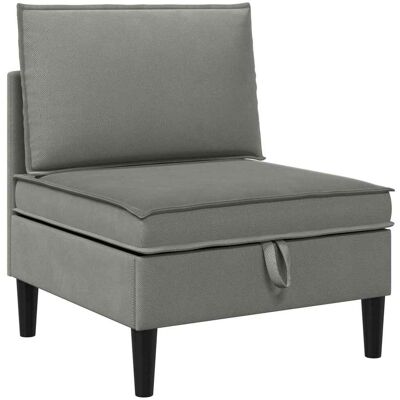 VIDAXL Divano Medio Con Storage Grigio Scuro Velluto VIDAXL Divano Medio Con Storage Grigio Scuro Velluto