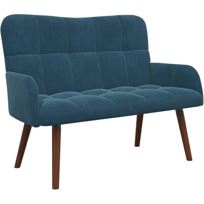 VIDAXL Divano A 2 Posti Blu 115 X 61 X 87 Cm Velluto VIDAXL Divano A 2 Posti Blu 115 X 61 X 87 Cm Velluto