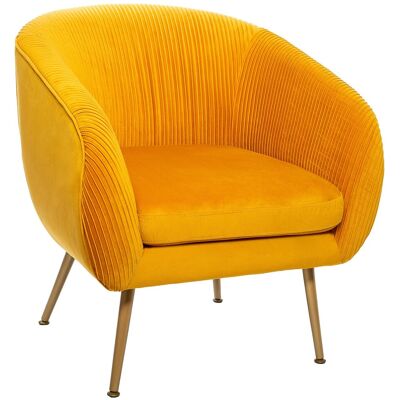 ATMOSPHERA - Poltrona Solaro In Velluto Plissettato Giallo Senape Créateur D'Intérieur ATMOSPHERA - Poltrona Solaro In Velluto Plissettato Giallo Senape Créateur D'Intérieur
