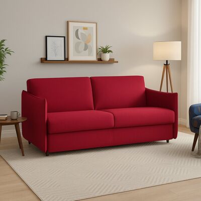 DMORA Divano Fisso 3 Posti Severo, Sfoderabile, Lavabile Made In Italy, Braccioli, 200x95 Cm Rosso DMORA Divano Fisso 3 Posti Severo, Sfoderabile, Lavabile Made In Italy, Braccioli, 200x95 Cm Rosso