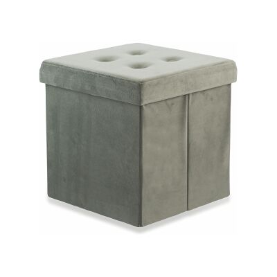 GALILEO - Pouf contenitore velluto 38x37.5x37.5 cm - Grigio - Ottoman GALILEO - Pouf contenitore velluto 38x37.5x37.5 cm - Grigio - Ottoman