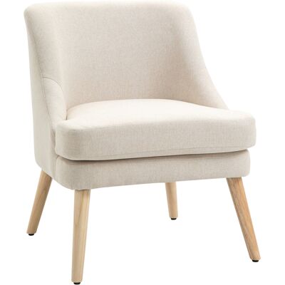 TORMATOR Poltrona Scandinava, Comoda Poltrona Da Soggiorno, Poltrona Da Camera Da Letto, Gambe In Legno Massello, Rivestimento In Tessuto Di Lino Beige TORMATOR Poltrona Scandinava, Comoda Poltrona Da Soggiorno, Poltrona Da Camera Da Letto, Gambe In Legno Massello, Rivestimento In Tessuto Di Lino Beige
