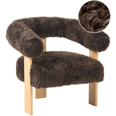 BELIANI Poltrona Da Salotto Retrò Con Rivestimento In Pelliccia Sintetica E Gambe In Legno Marrone Chiaro E Marrone Scuro Ilbro BELIANI Poltrona Da Salotto Retrò Con Rivestimento In Pelliccia Sintetica E Gambe In Legno Marrone Chiaro E Marrone Scuro Ilbro