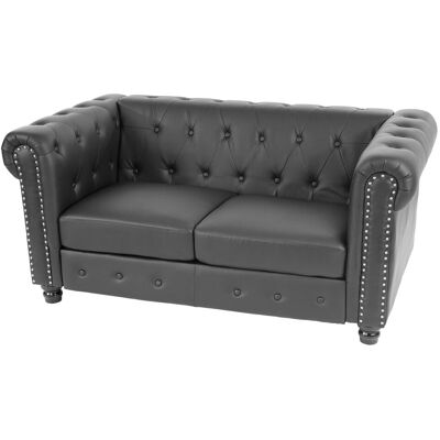 HEGELE Divano 2 Posti Classico Stile Vittoriano Chesterfield Ecopelle 90x160x74cm Nero Piedi Rotondi HEGELE Divano 2 Posti Classico Stile Vittoriano Chesterfield Ecopelle 90x160x74cm Nero Piedi Rotondi