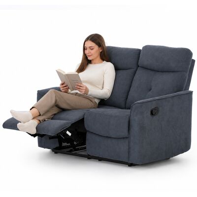 BAKAJI Divano 2 Posti Recliner Manuale Poltrona Reclinabile 2 Posti Grigio 132x96x103cm BAKAJI Divano 2 Posti Recliner Manuale Poltrona Reclinabile 2 Posti Grigio 132x96x103cm