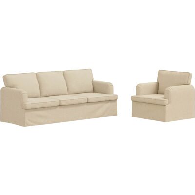 VIDAXL Set Di Divani 2 Pcs Crema 201 X 80 X 85 Cm Tessuto VIDAXL Set Di Divani 2 Pcs Crema 201 X 80 X 85 Cm Tessuto