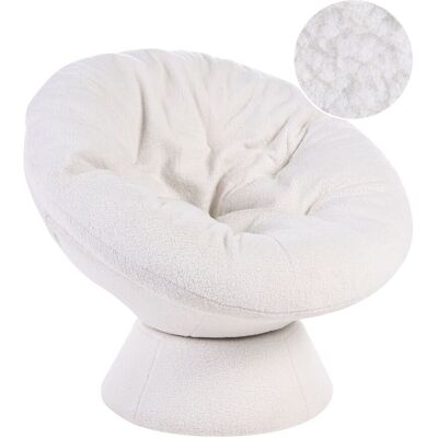 BELIANI Poltrona Con Base Girevole A 360° In Bouclé Bianco Sporco Ringsted BELIANI Poltrona Con Base Girevole A 360° In Bouclé Bianco Sporco Ringsted