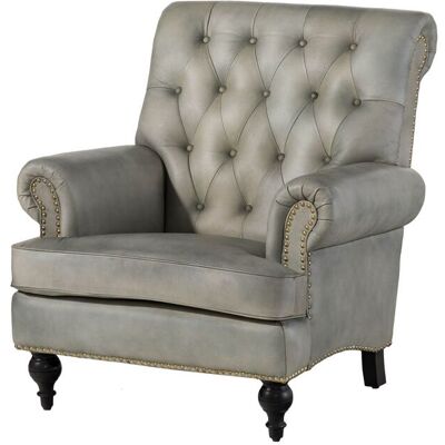 Massivmoebel24 Chesterfield 205 Poltrona - Vera Pelle / Grigio 84x84x94 Massivmoebel24 Chesterfield 205 Poltrona - Vera Pelle / Grigio 84x84x94