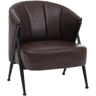 DÉCOSHOP26 Poltrona Lounge In Stile Industriale Vintage Con Cuciture Decorative In Metallo E Rivestimento In Similpelle Marrone Scuro 040008992 DÉCOSHOP26 Poltrona Lounge In Stile Industriale Vintage Con Cuciture Decorative In Metallo E Rivestimento In Similpelle Marrone Scuro 040008992