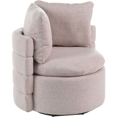 BELIANI Poltrona In Tessuto Con Schienale Curvo Base Girevole A 360° Con Contenitore Cuscini Decorativi Beige Randers BELIANI Poltrona In Tessuto Con Schienale Curvo Base Girevole A 360° Con Contenitore Cuscini Decorativi Beige Randers