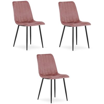 AKORD Sedia Lava - Velluto Rosa / Gambe Nere X 3 AKORD Sedia Lava - Velluto Rosa / Gambe Nere X 3