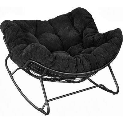 WOLTU Sedia A Dondolo A Forma Di Uovo Portata 150 Kg In Ciniglia Con Gambe Curve Nero WOLTU Sedia A Dondolo A Forma Di Uovo Portata 150 Kg In Ciniglia Con Gambe Curve Nero