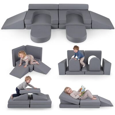 COSTWAY Divano Da Gioco Per Bambini Imbottito Modulare Trasformabile 10 Pezzi Poltrona Per Bambini 3 Anni Poltrone Poltroncina Lettino Da Pavimento Tessuto In COSTWAY Divano Da Gioco Per Bambini Imbottito Modulare Trasformabile 10 Pezzi Poltrona Per Bambini 3 Anni Poltrone Poltroncina Lettino Da Pavimento Tessuto In