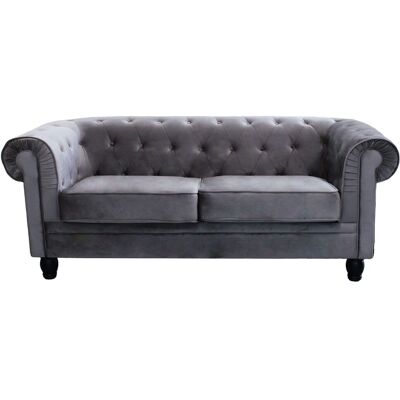 Divano Chesterfield Vintage di Milani Home - Grigio - 3 Posti Divano Chesterfield Vintage di Milani Home - Grigio - 3 Posti