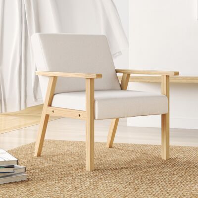 OKMYHOME Poltrona Seduta 64x70x72 Cm Lino Comfort Beige OKMYHOME Poltrona Seduta 64x70x72 Cm Lino Comfort Beige