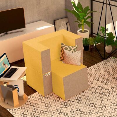 BALDIFLEX Poltrona Morbida Convertibile In Pouf Color Ambra Praticha BALDIFLEX Poltrona Morbida Convertibile In Pouf Color Ambra Praticha