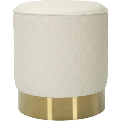 KENDRA HOME Puff Rotondo Sharon In Eco-pelle Bianca Con Base Oro KENDRA HOME Puff Rotondo Sharon In Eco-pelle Bianca Con Base Oro