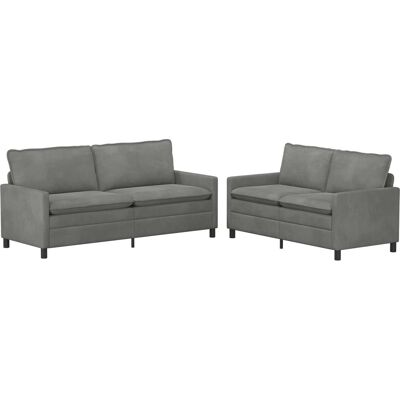 VIDAXL Set Di Divani 2 Pcs Grigio Scuro Velluto VIDAXL Set Di Divani 2 Pcs Grigio Scuro Velluto