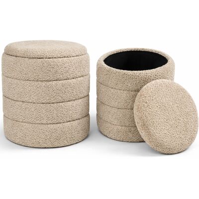 BAKAJI Set 2 Pouf Contenitori Rivestimento Bounclè Beige Seduta Imbottita Ergonomica BAKAJI Set 2 Pouf Contenitori Rivestimento Bounclè Beige Seduta Imbottita Ergonomica