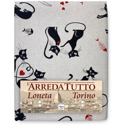 TEX FAMILY - Dory - 170x280 cm - gatti neri - Copriletto TEX FAMILY - Dory - 170x280 cm - gatti neri - Copriletto