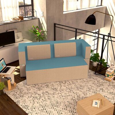 BALDIFLEX Divano Morbido Convertibile In Letto Matrimoniale Color Acquamarina Praticho - BALDIFLEX Divano Morbido Convertibile In Letto Matrimoniale Color Acquamarina Praticho -
