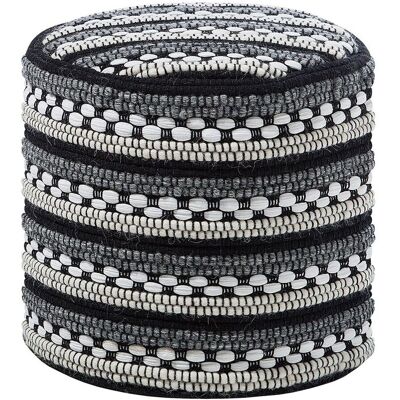 Beliani Pouffe Bianco e Nero in Cotone e Lana Intrecciata - Pouffe Beliani Pouffe Bianco e Nero in Cotone e Lana Intrecciata - Pouffe