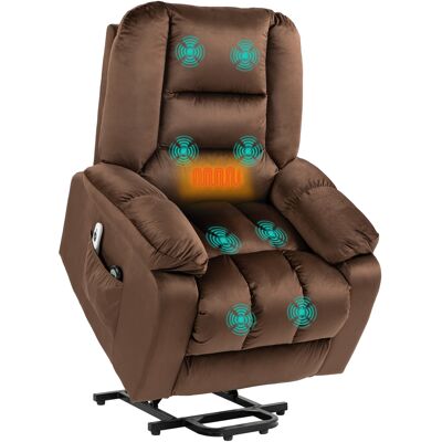 OEM Poltrona Relax Alzapersona Reclinabile, Massaggiante E Riscaldata In Velluto, Marrone OEM Poltrona Relax Alzapersona Reclinabile, Massaggiante E Riscaldata In Velluto, Marrone